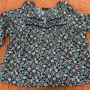 Lane Bryant Floral Print Blouse - Blue and Tan